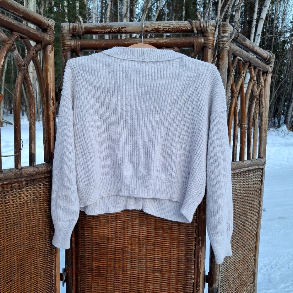 Women's Cream Cardigan Sweater - Picture 5 of 5